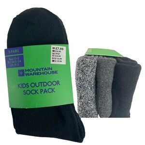 Mountain Warehouse Kids 3 Pairs Outdoor Socks Size US13-3 NEW